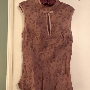Odille Asian-Style Sleeveless Mauve Top